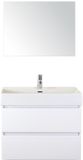 BES LED Maxx XL Badmeubelset 80 cm - Wit Hoogglans - Wastafel Kube 1 Kraangat met Spiegel