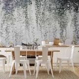 Oasis De Paix Papier peint - Un paysage de lianes aux feuilles noires suspendues sur fond gris