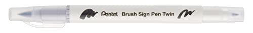 Pentel Penseel Sign Pen Twin Tip Zilver Grijs - Pack van 10