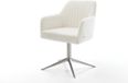 DELIFE Chaise de salle à manger Greg-Flex pied croisé acier inoxydable bouclé beige doux pivotant à 360° fonction basculante noyau à ressorts ensachés
