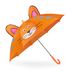 Relaxdays kinderparaplu, tijger, Ø 78 cm, meisjes & jongens, polyester, metaal, kleine stokparaplu voor kleuters, oranje