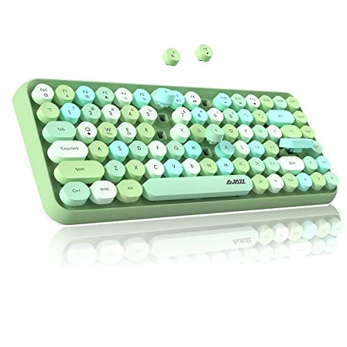 FELiCON Draadloos Bluetooth-Toetsenbord, Compact 84 Toetsen Lichtgewicht Cute Toetsenbord Retrostijl Round Keycap Matte Textuur Compatibel Met Android Ios Windows En Pc Laptop Telefoon Gemengd Roze