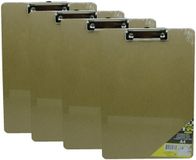 Merkloos 4x Klemborden / clipboards hout A4 met papierklem - 23 x 23 cm