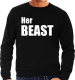 Bellatio Decorations Shoppartners Bv Her beast sweater / trui zwart met witte letters voor heren XL