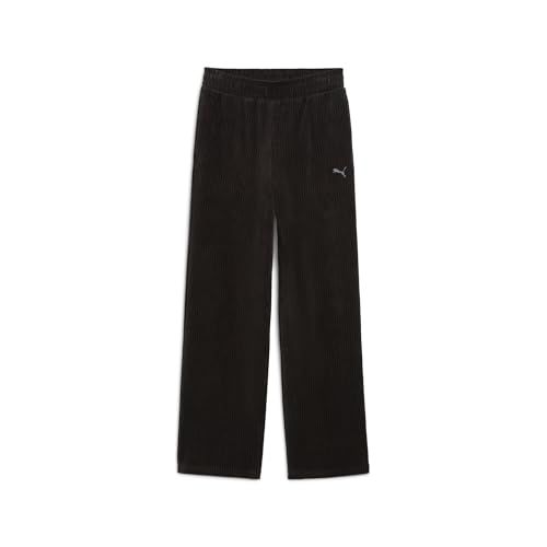 PUMA ESS verhoogde velours rib rechte been broek zwart