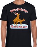 Bellatio Decorations Shoppartners Bv Foute t-shirt / shirt - seksende rendieren - when Santa sleeps the show must go on - zwart voor heren S