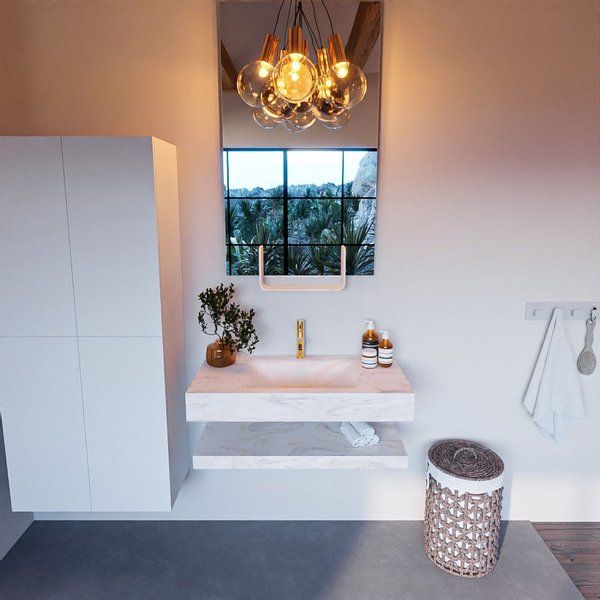 MONDIAZ ALAN-DLUX Badmeubelset 90cm Ostra met vrijhangende wastafel 1 kraangat Ostra ADX90OstPLM1Ost