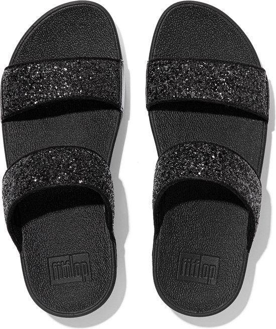 FitFlop Lulu Glitter ZWART Slides - Maat 42