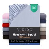 VISION home Vision - Hoeslaken - 100% katoen - 90 x 200cm - Lichtgrijs