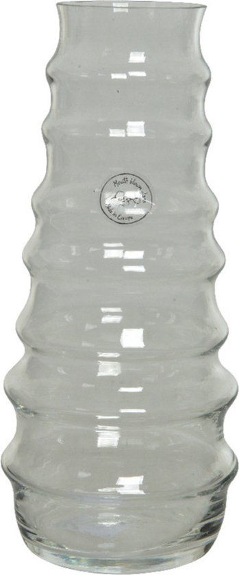 Decoris Moderne Glazen Bloemenvaas - 13 x 30 cm - Transparant - Design