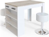 Vicco Repose Eettafel set – 67 x 100 cm met 2 krukken Sonoma/Wit