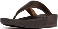 FitFlop Lulu Lederen Teenslipper - Microwobbleboard-zool technologie BRUIN - Maat 42