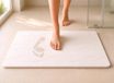 edihome, Diatomiet badmat, 40 x 60 cm, steentapijt, sneldrogend, antislip, met strik, robuust, absorberend, schimmelvrij, voor douche en badkamer (Wit)