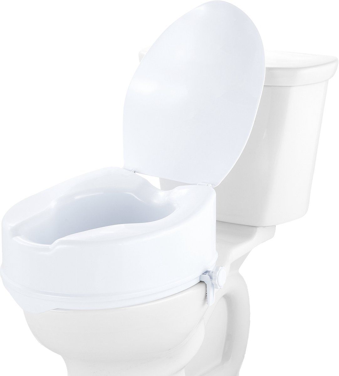 VEVOR Verhoogde toiletbril, 12,7 cm hoogte verhoogd, 300 lbs gewichtscapaciteit, universele toiletbrilverhoger, schroefstangvergrendeling, met wc-bril, voor ouderen, handicap, patiënt, zwanger,
