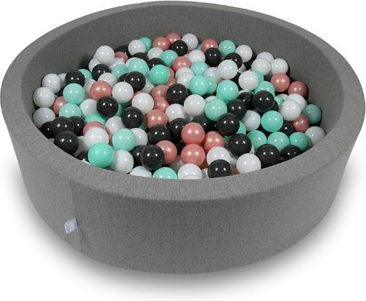 Viking Choice Ballenbak rond donker grijs - 400 ballen - 115 x 30 cm - ballenbad - bruin 7 cm ballen