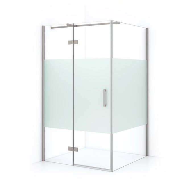 Maxaro Douchecabine Diamond 120x110cm 8mm Helder Veiligheidsglas met Matte Strook Geborsteld RVS