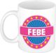 Bellatio Decorations - Febe voornaam - koffiemok - beker - wit/roze - 300 ml