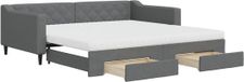 vidaXL Canapé-lit avec lit gigogne et tiroirs 100x200 cm tissu gris foncé