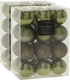 Christmas Decoration Koopman International 48x stuks mini kerstballen mix groen tinten glans/mat/glitter kunststof diameter 3 cm - Kerstboom versiering