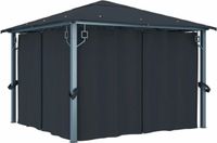 vidaXL Prieel met gordijn 300x300 cm aluminium antraciet