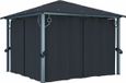 vidaXL Prieel met gordijn 300x300 cm aluminium antraciet