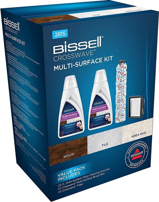 Bissell MultiSurface CLEANING PACK - Borstelrol + Filter + Reinigingsmiddel voor CrossWave 2x1L