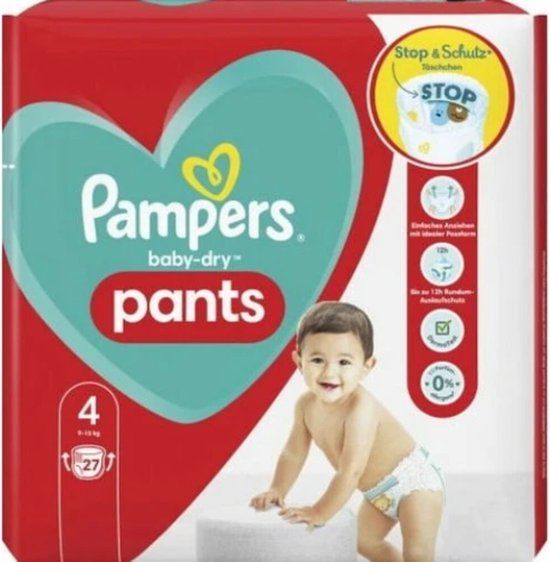 Pampers Broek Baby Dry Gr.4 Maxi, 9-15 kg, 27 stuks