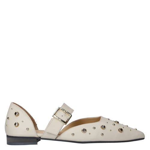 Babouche G-Ally-1 suède loafers met studs ecru