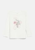 s.Oliver Kinder T-Shirt met korte mouw, ronde hals, glitter patroon, aansluitend, crème