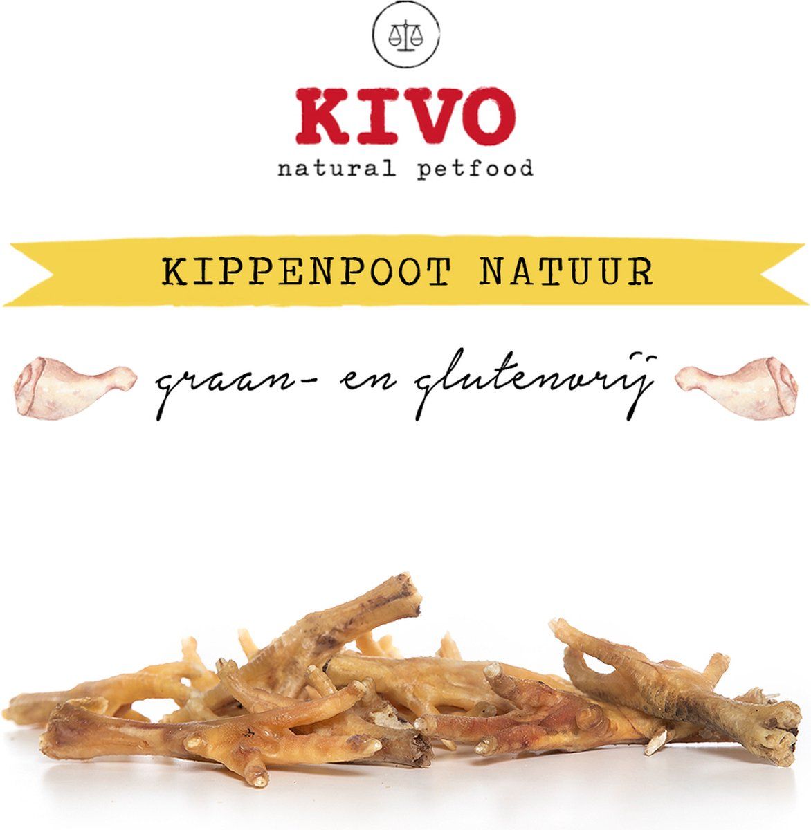 Kivo Petfood Hondensnack Kippenpoot 2x 250 gram - Graanvrij en Glutenvrij