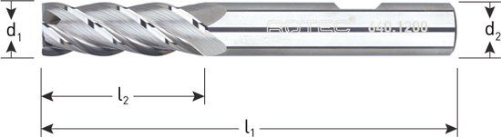 Rotec VHM Vingerfrees, 'Silver-Line', tbv non-ferro metalen, ø4