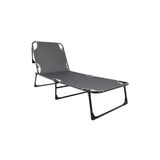 Avilia Zonneligstoel met rugleuning en kussen voor de tuin, ergonomische ligstoel, 173 x 56 cm, grijs