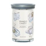 Yankee Candle Soft Blanket Grand Bougeoir Parfumée - Ambre, Agrumes, Vanille - Blanc