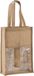 Merkloos Cadeautas verpakking - voor 2 flessen wijn / champagne - jute met transparant venster - Beige - 24 x 10 x 36 cm