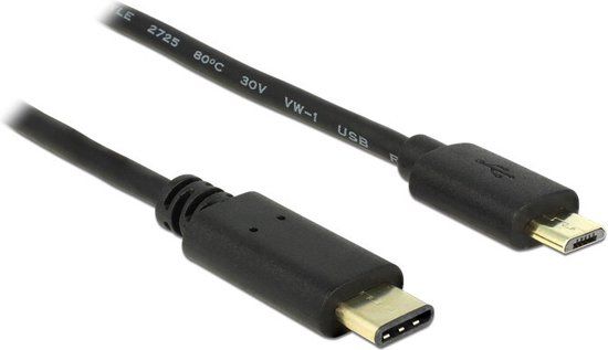 DeLOCK USB-C naar Micro-USB Kabel - 2m - Zwart