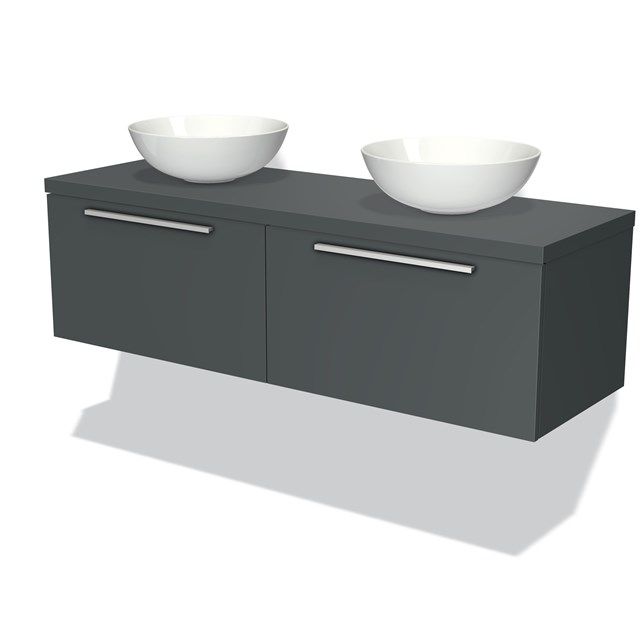 Maxaro Badkamermeubel voor Waskom 140cm Modulo Plato Donkergrijs 2 Lades Vlak