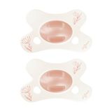 Difrax Fopspeen Natural - 0 tot 6 Maanden - Hartje - Roze Hartjesprint - 2 Stuks