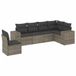 vidaXL 6-delige Loungeset met Kussens, Poly Rattan, Grijs