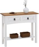 IDIMEX Mexicaanse consoletafel CAMPO van massief hout met 2 lades - wit