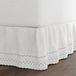 FRESH IDEAS Bed skirt with eyelet ruffles, gathered styling, and embroidered details, 14-inch drop length, full, white