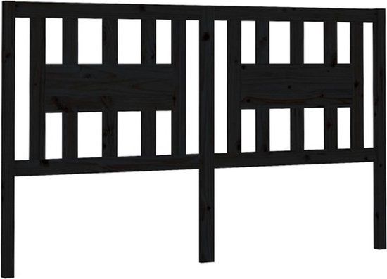 vidaXL Hoofdbord 126x4x100 cm massief grenenhout zwart