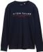 Tom Tailor T-shirt met lange mouwen en logo-print - Maat L - sky captain blue