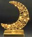 Lichtfiguur maan van metaal en koord op sokkel, led-decoratiefiguur warmwit, goud, werkt op batterijen 3 x AAA | met timer | sfeerlicht tafeldecoratie | kerstdecoratie, woonkamer, slaapkamer