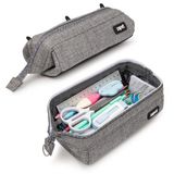 ZIPIT Lenny Etui | Grote etui voor school en kantoor | Etui, cosmetische tas met brede opening | Etui grijs