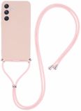 Merkloos Samsung Galaxy A55 Hoesje met Koord en Camera Bescherming Back Cover Roze