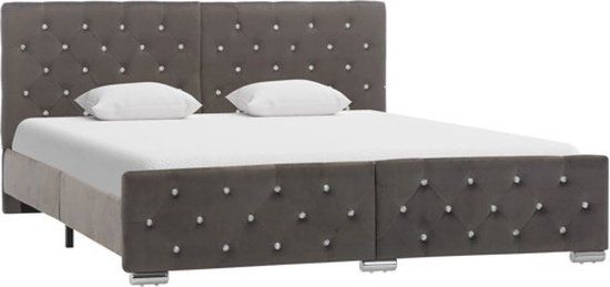 vidaXL Bedframe Fluweel Grijs 160x200 cm