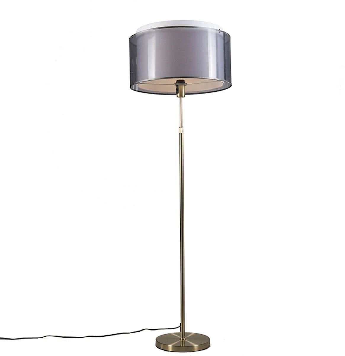 QAZQA Parte 47 cm Duo Vloerlamp 1 lichts H 1680 mm goudmessing