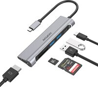 HOPDAY USB C Hub Multiport Adapter, 6 in 1 USB-C Hub met 4K HDMI,100W PD, SD/TF-kaartsleuven, USB 3.0 5 Gbps gegevenspoorten, voor MacBook Pro, MacBook Air, iPad Pro, DELL, XPS