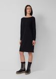 s.Oliver Zwarte Gebreide Jurk Lange Mouw Boot Hals Viscose Dames Maat 38