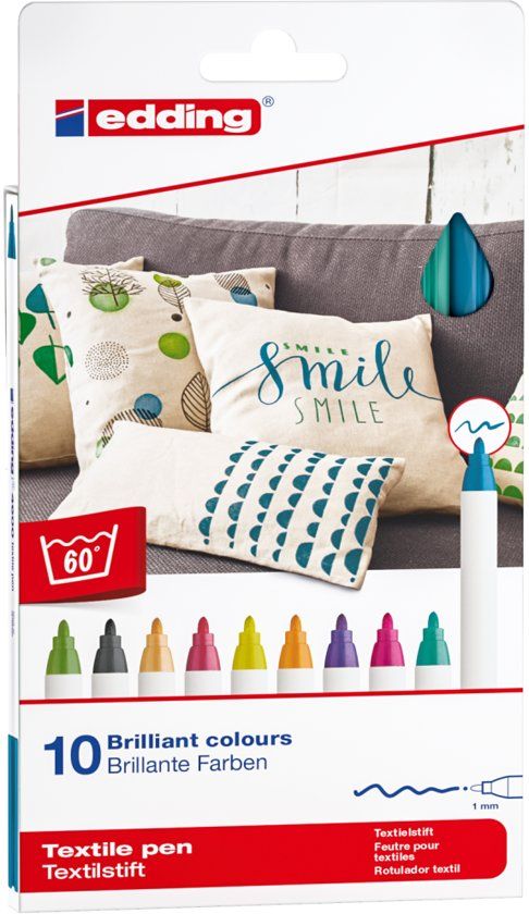 Edding e-4600/10S textielpennen funkleuren